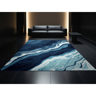 Tapis bleu moelleux moelleux et luxueux Earl