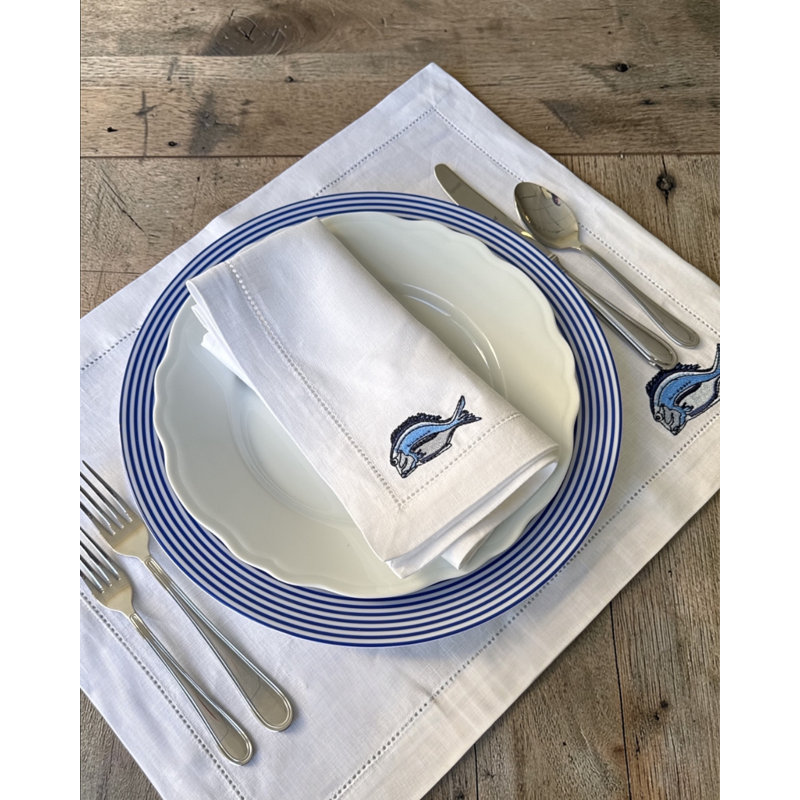 Marine Motif Embroidered Linen Placemats