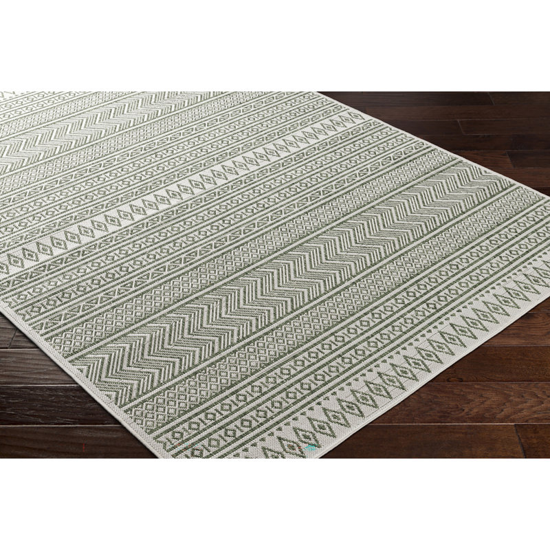 Marcus Indoor & Outdoor Boho Olive Green Beige Rug, Rectangle 200 x 275cm
