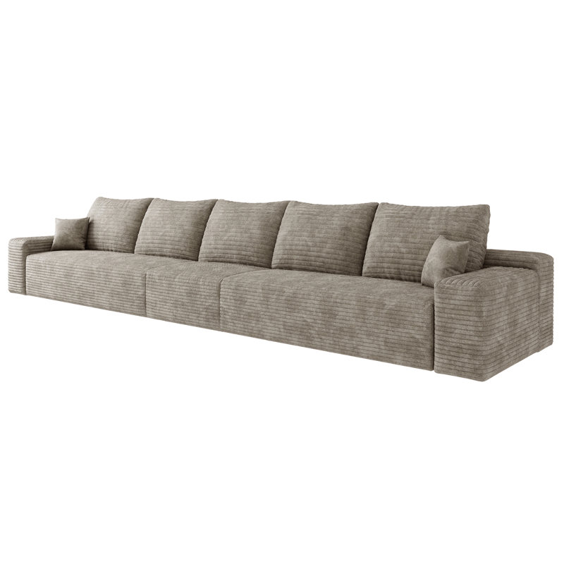 168" Cloud Sectional Couch,Modern Modular Sofa with Deep Seat, Camel Corduroy