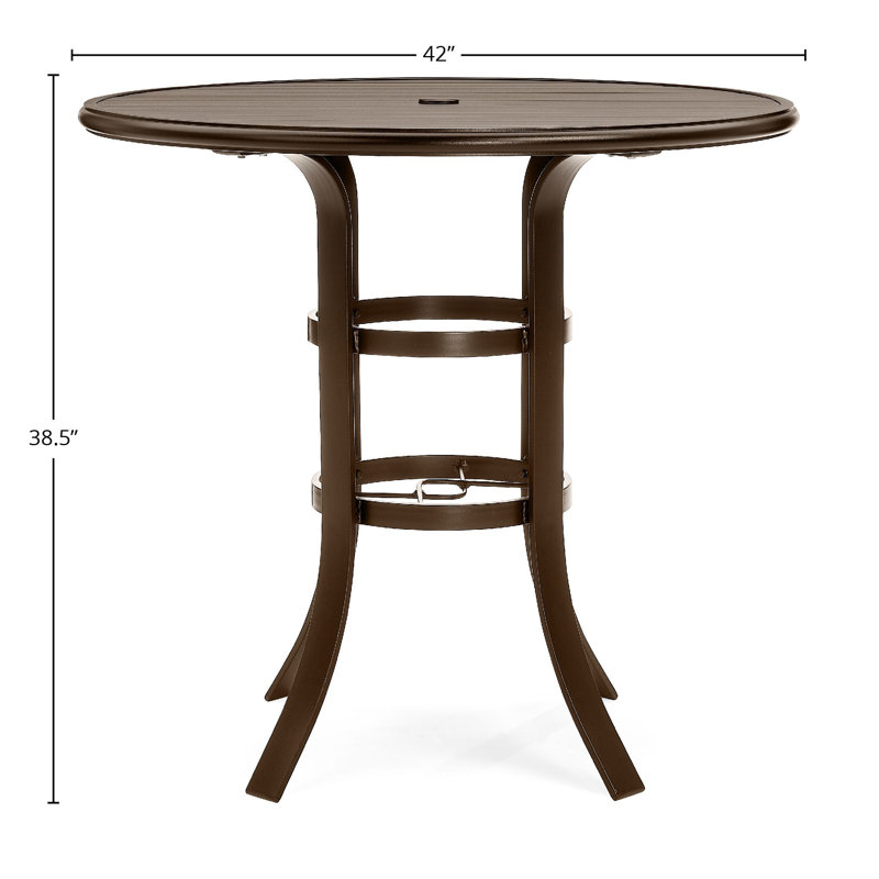 Slat Top 42" Round Bar Table, Java