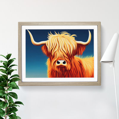 Artistic Highland Cow 1 Piece Single Picture Frame Wall Art