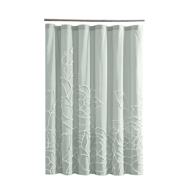Rideau de douche 100% coton à motif floral vert, L 72 po x L 72 po, Vert