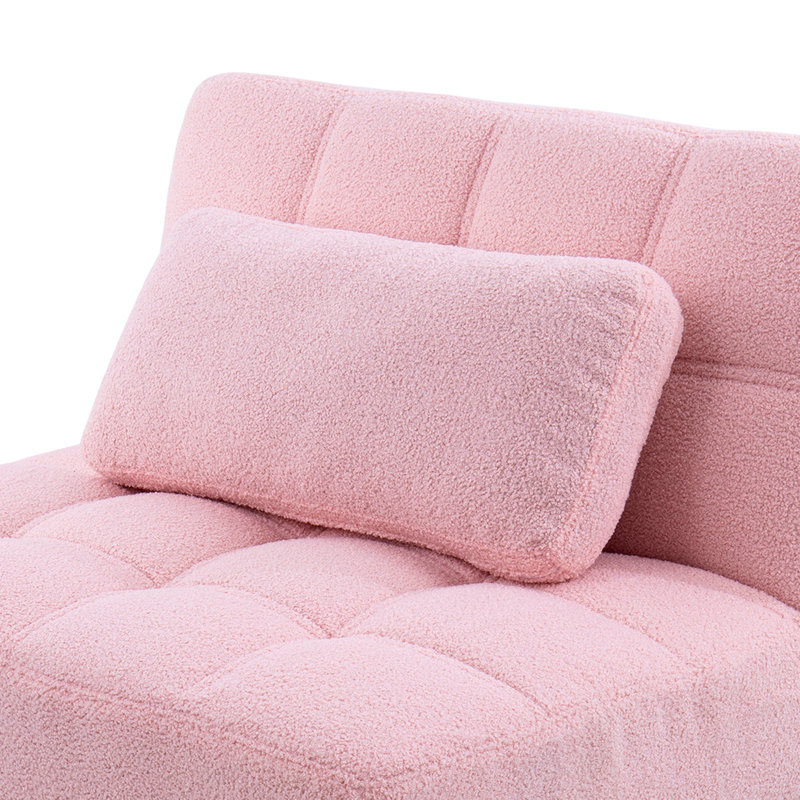 Terresia Upholstered Accent Chair with Ottoman, Pink Teddy