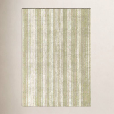 Lola Green Hand-Tufted Striped Wool Rug