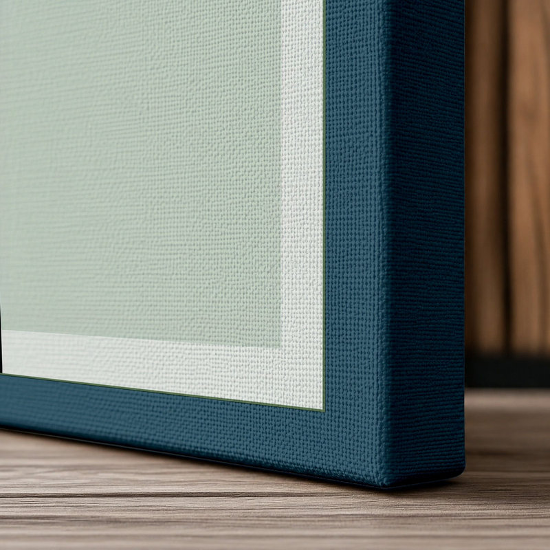 Lotus in Stillness Botanical - Wrapped Canvas, 30x20 - 76.2 x 50.8 cm, Teal Border