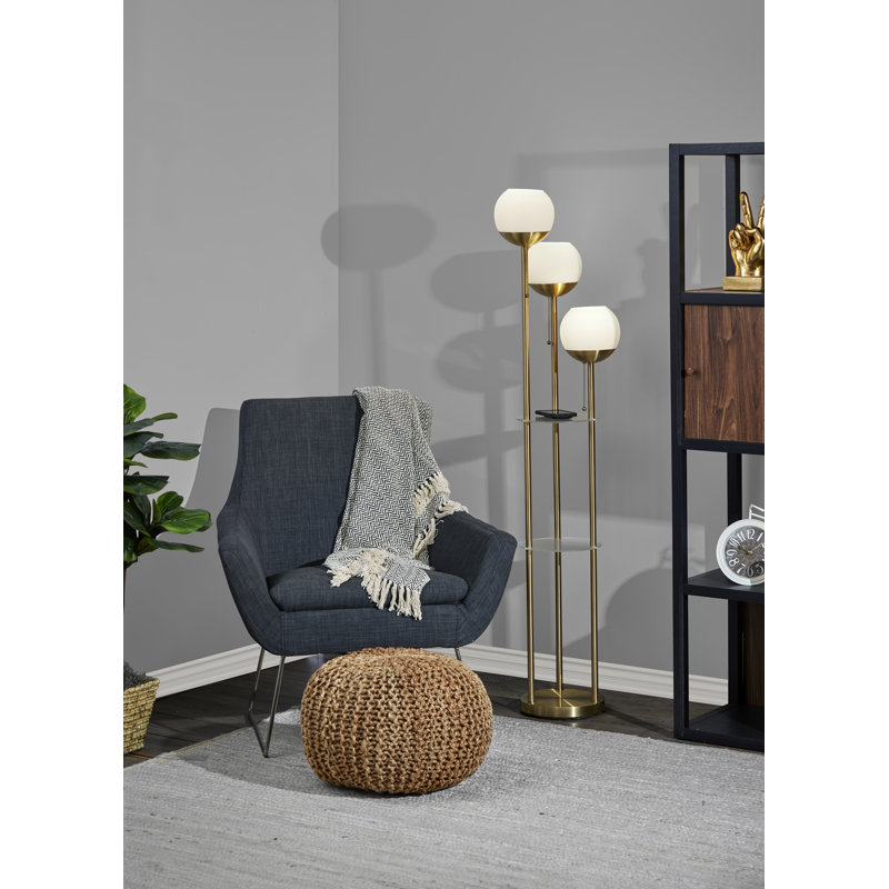 63'' Tray Table Floor Lamp, Antique Brass
