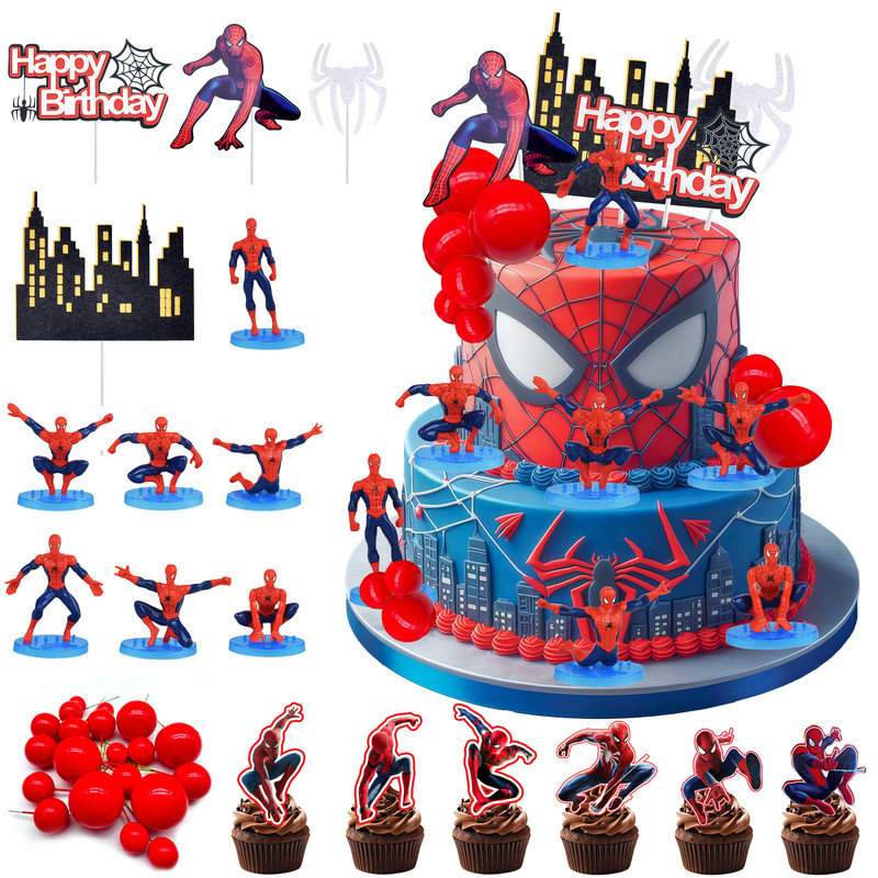 Décoration de gâteau Spiderman, ensemble de 43 pièces de gâteau Spiderman