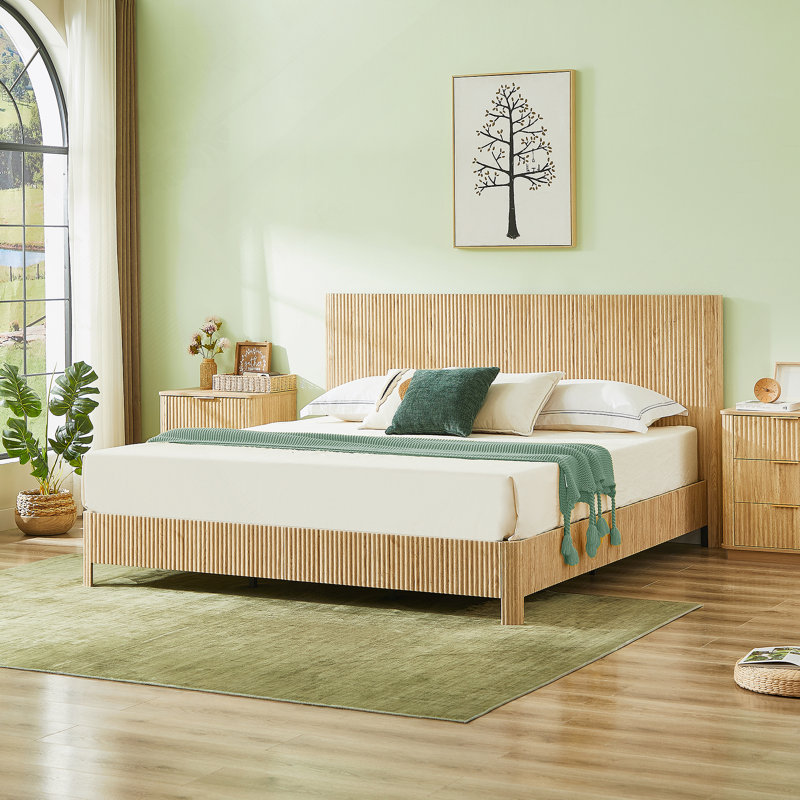 Lit en bois, aucun sommier requis, Très grand lit, Chêne