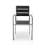 Chaise de salle à manger d'extérieur moderne en aluminium avec siège en faux bois (ensemble de 2), gris et argent