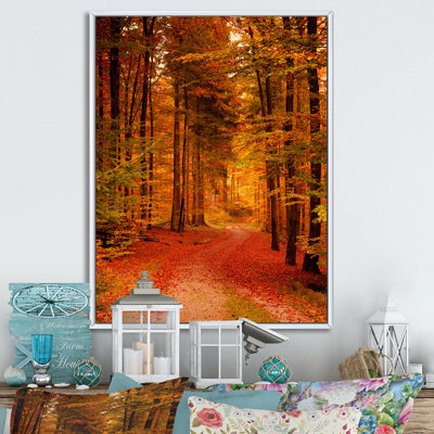 Path Through Red Autumn Forest - Painting on Canvas