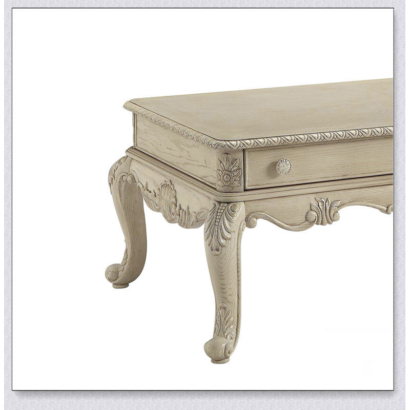 Table basse antique à 2 tiroirs avec pieds Cabriole