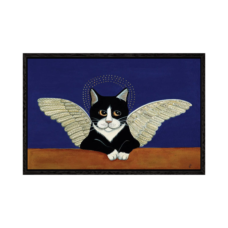 Angel Cat by Jan Panico - Print on Canvas, 66.04 cm H x 45.72 cm W, Black Framed