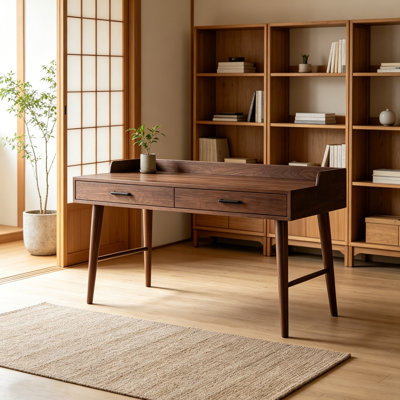 High-end Walnut Solid Wood 2-Drawers Desk