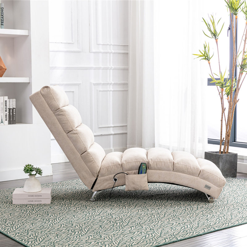 Chaise longue rembourrée Elov, Tissu moutarde