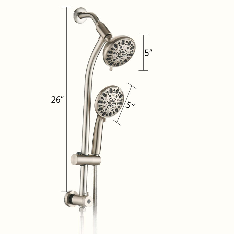 All-in-One Dual Shower System: 7-Spray Handheld & Drill-Free Stainless Steel Slide Bar, Brushed Nickel