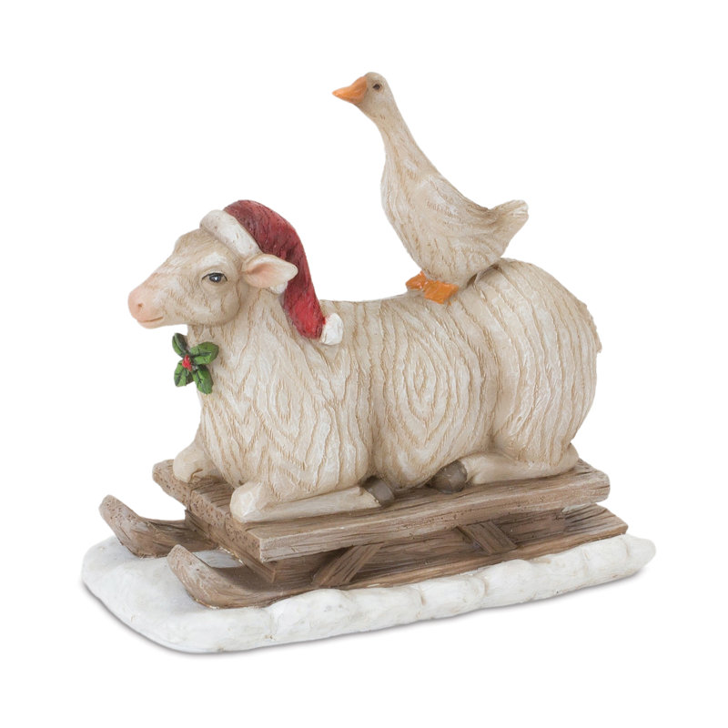 Figurine Farmhouse Santa sur traîneau (ensemble de 2)