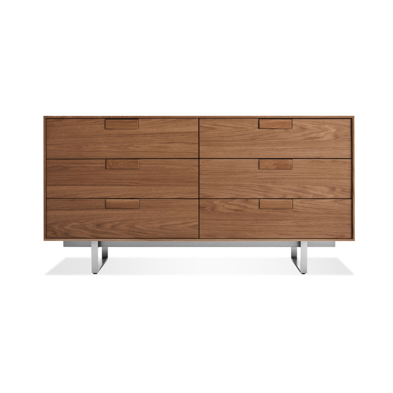 Series 11 56'' W 6 - Drawer Dresser, Stainless Steel/Walnut