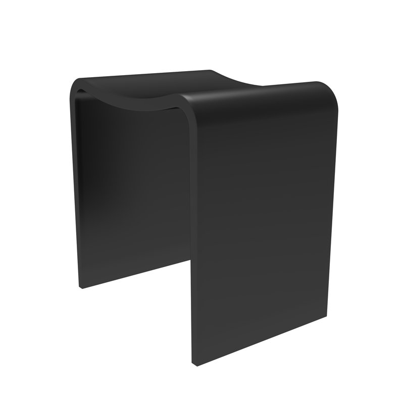 Freestanding Solid Surface Shower Stool , Matte Black