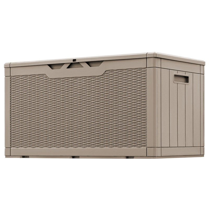Furmax 48.6'' W 100 Gallons Resin Lockable Deck Box, Beige