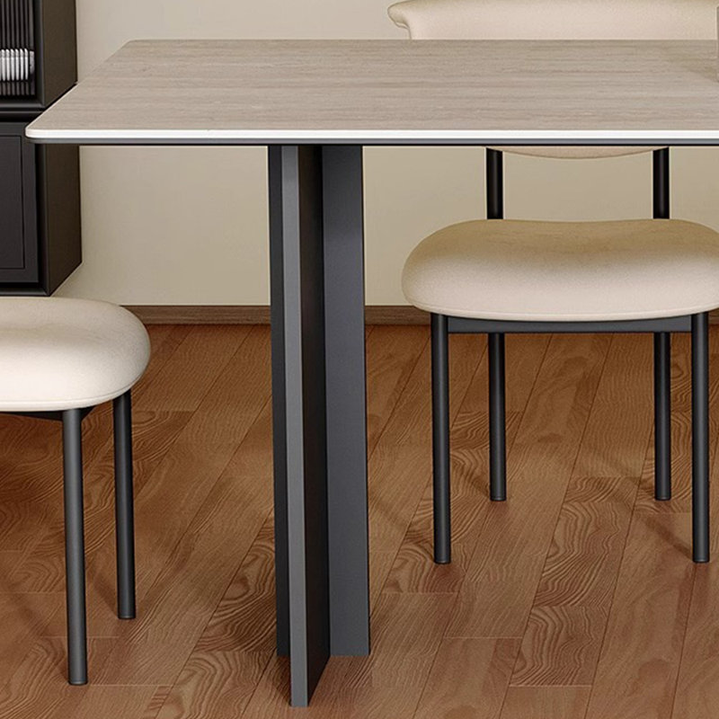 Table de salle à manger en bois et en pierre frittée, H 29,5 po x L 55,1 po x l 31,4 po