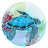 18" Glass Birdbath with Turtle and Metal Stand
