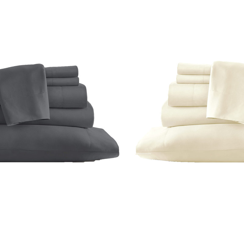  Ensemble de draps 2 pièces en rayonne de bambou 6 pièces, Ensemble de draps pour taille de lit grand avec un