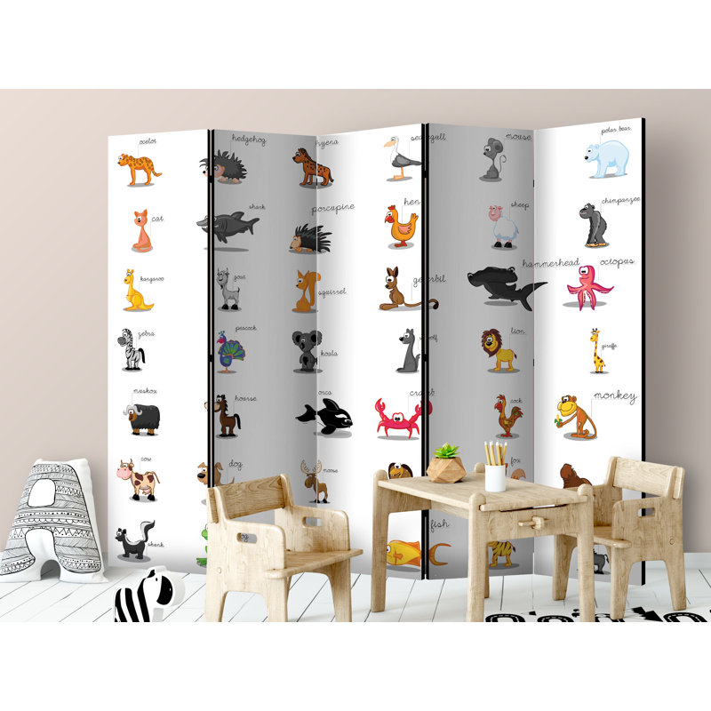 225cm W x 172cm H 5 - Panel Wood Folding Room Divider