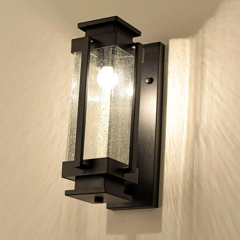 Dusk to Dawn Outdoor Wall Lanterns with Seeded Glass
