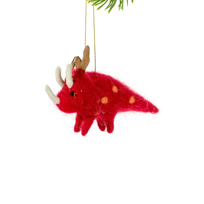 Ornement figurine suspendu avec corne dinosaure debout