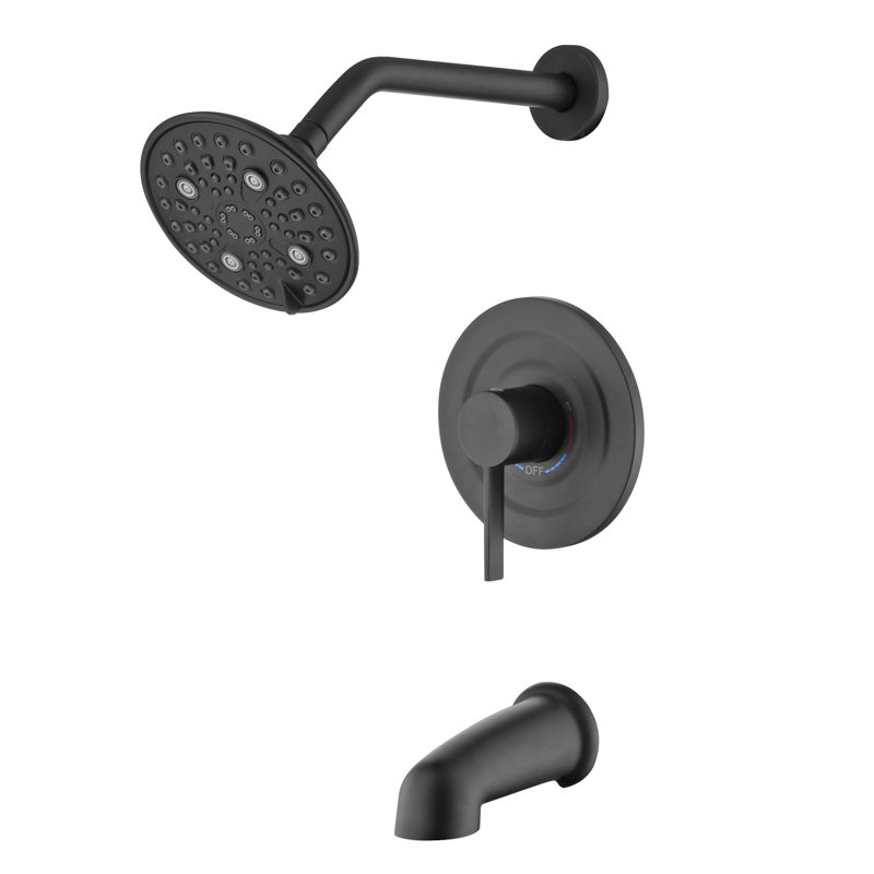 Ensemble de robinet de baignoire et douche avec 6 réglages de jet Sumerain, Noir mat