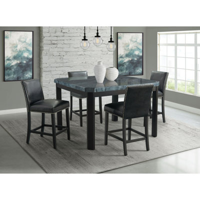 4 - Person Faux Marble Top Four Leg Dining Set