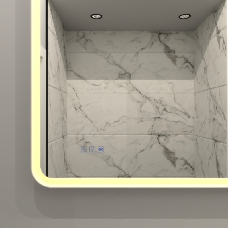 Miroir de salle de bain mural à intensité variable 48 x 36 - 3000 lumens, brouillard, cadre en fer blanc, luminosité et couleur personnalisables pour un éclairage supérieur personnalisé