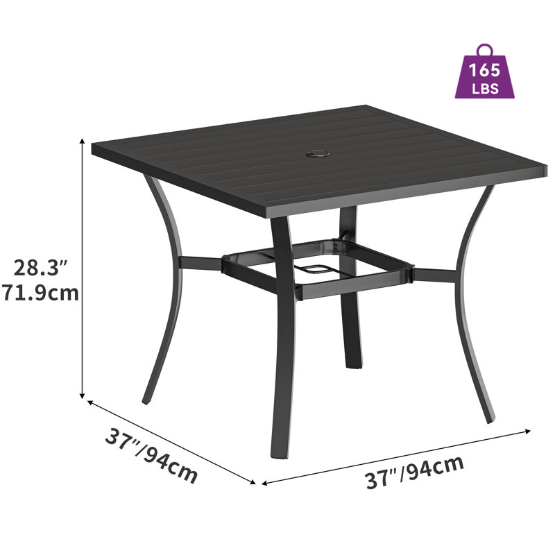 Outdoor Dining Set – Weather-Resistant Metal, Brown, 28.3" H x 59" W x 37.8" D, 4
