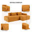 Canapé modulaire en velours côtelé à compression en L 92 po, canapé rembourré doux et désossé moderne avec jeté, aucun assemblage requis pour le salon-126421463-126421467
