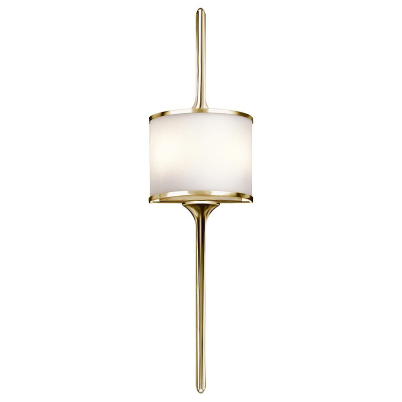Charlee Glass Flush Mounted Sconce, 76.2cm H x 20.4cm W x 11.7cm D, Polished Brass