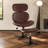 Mordern Faux Leather Swivel Accent Chair with Ottoman, Height Ajustable U shaped Lounge Living room chairs with headrest-520356366