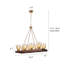 Lustre linéaire rustique en bois de 91 cm (36 po) à 8 lumières avec verre ambré.
