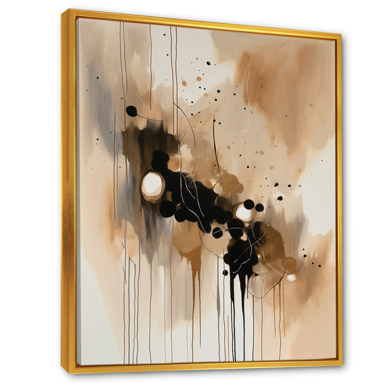 " Brown Mindful Abstraction IV ", 34" W x 44" H, Gold Floater Framed
