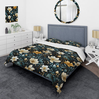 Ensemble de housse de couette mystique blanc et bleu sarcelle Aura