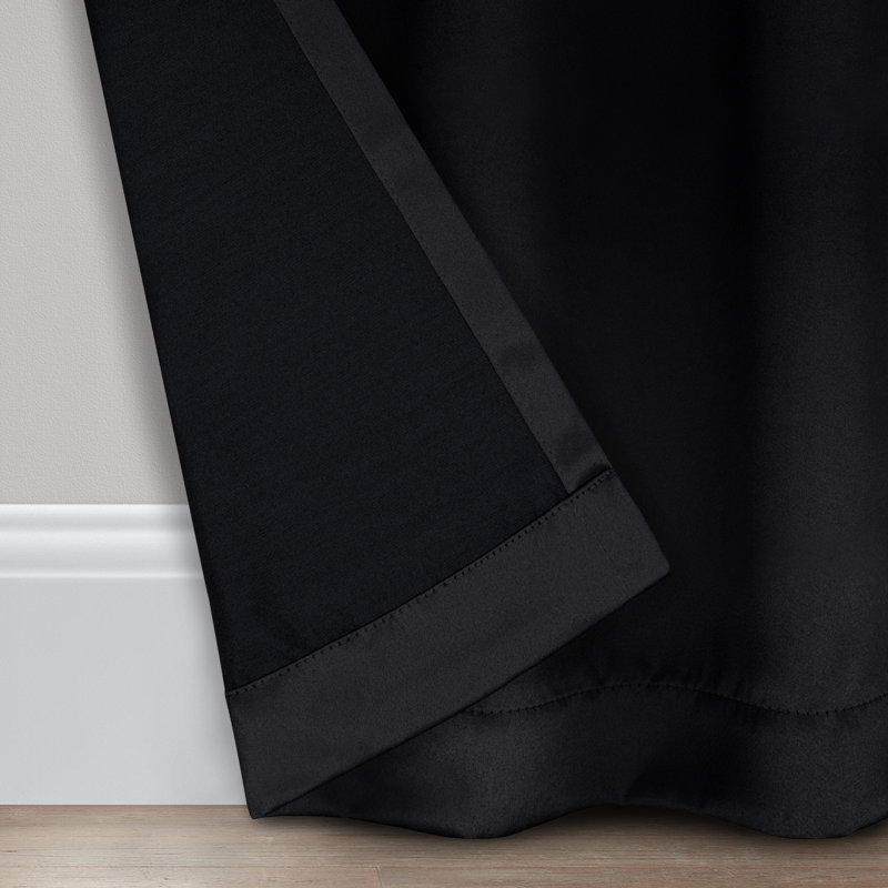 Eclipse Solid Thermapanel Grommet Energy Saving Room Darkening Curtain Panel, Black, 54" W x 63" L