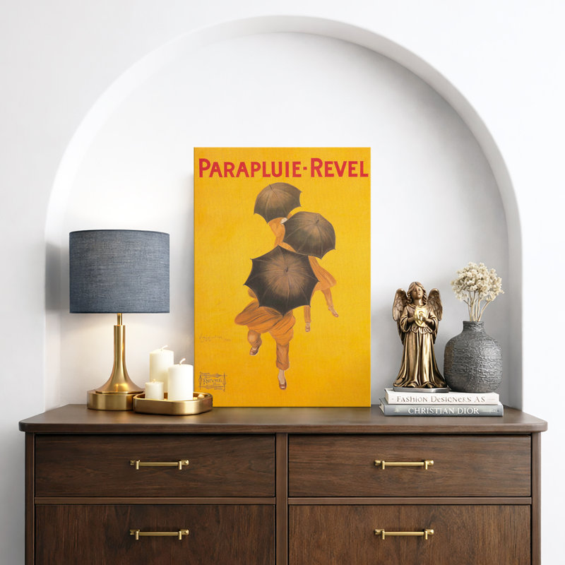 Parapluie Revel Art Deco Umbrella Poster Artwork, Vintage French Advertising Pictures, Framed Canvas Giclee Print Wall Art
