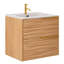 Meuble-lavabo mural simple en simili-bambou 24 po Nora avec plateau et poignées intégrés en céramique-130665718-130743833