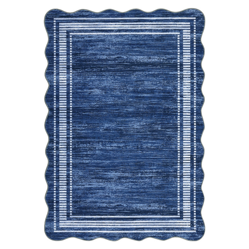Scalloped Washable Rug Area Rugs for Living Room Modern Rugs Abstract Non-Slip Accent Carpet for Dining Room Home Office Bedroom
