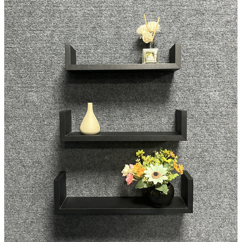 Kuddusi 3 Piece Floating Shelf, Black
