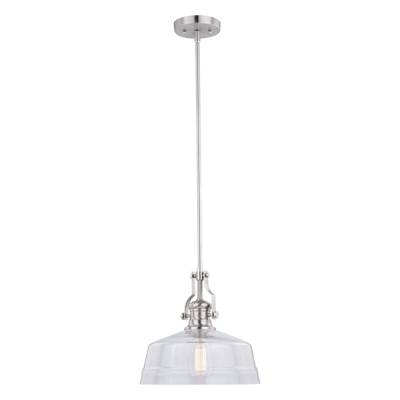 Manville 1 - Light Dome Pendant, 17" H x 12" W x 12" D, Satin Nickel