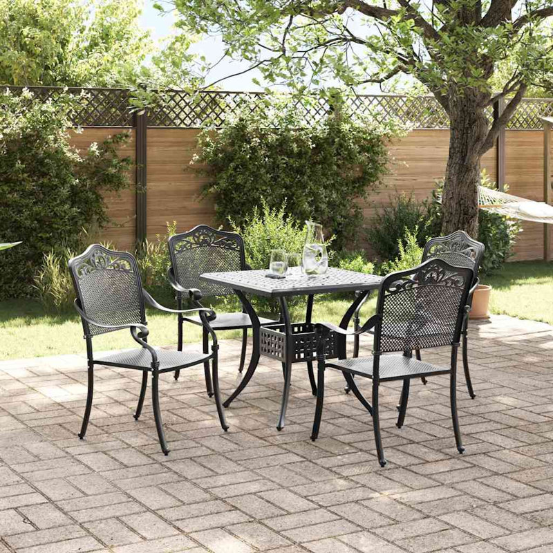 4 - Person Patio Dining Set with Square Table, Black