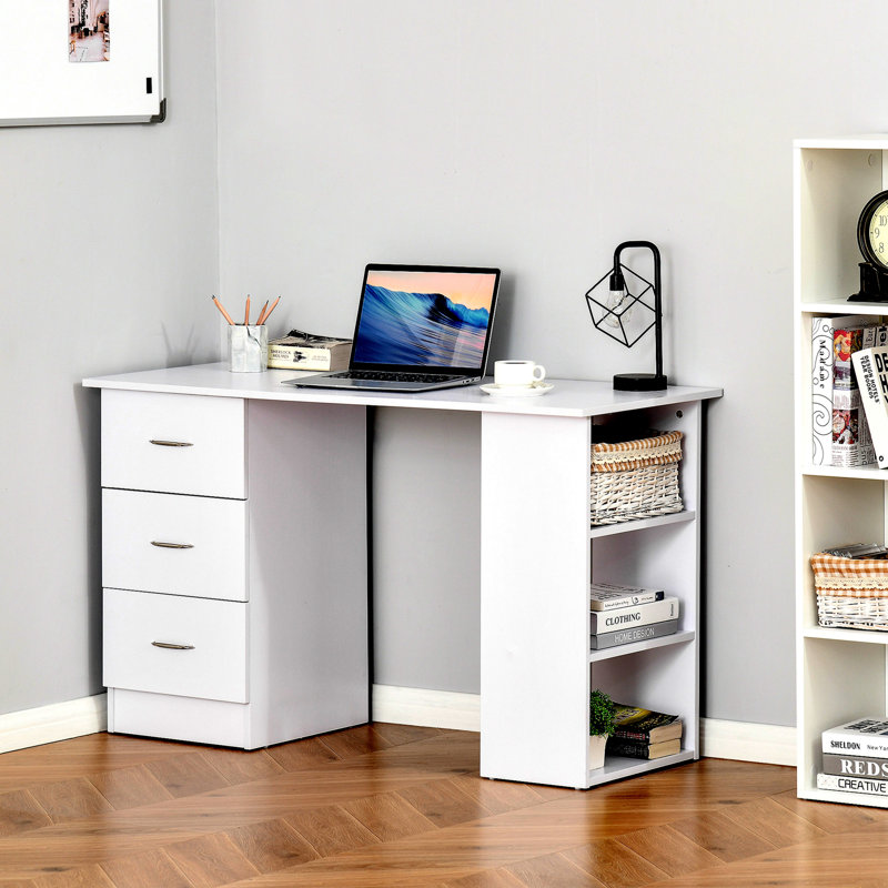 Poste de travail avec 3 tiroirs et tablette de rangement
