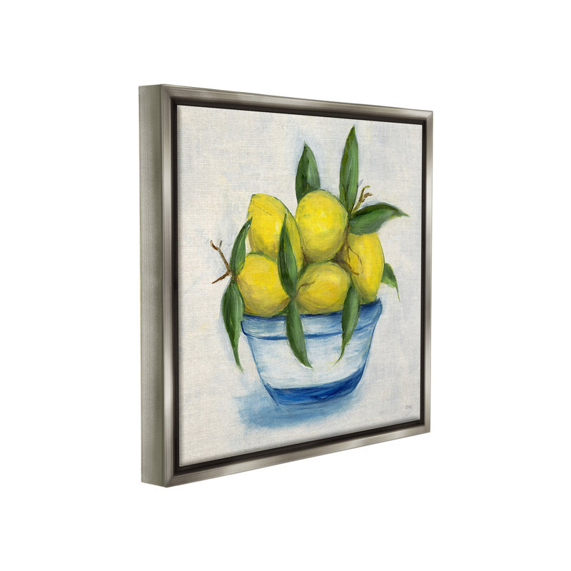 "Peinture traditionnelle de citrons" par Marilyn Dunlap sur toile, Cadre flottant gris lustré, H 18 po x l 18 po