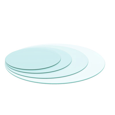 Round Tempered Glass Table Top, 1/4" Inch Thick, Corrosion & Impact , Glossy Polished Edge Clear Brilliance, Radiant Deck